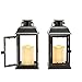 LampLust Outdoor Solar Powered Lantern with Flameless LED Pillar Candle, 11 Inch Tall, Set of 2, Waterproof, Black Metal, Hanging Decorative Candle Lamp for Porch, Floor or Patio Home Decor