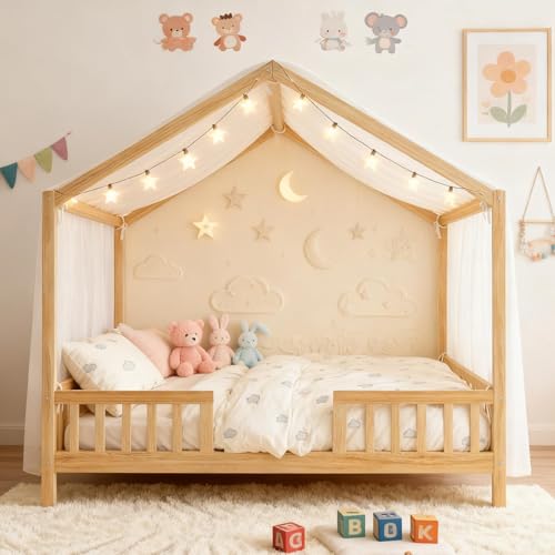 Ball & Cast Full Size Montessori Toddler Floor Bed with Canopy and