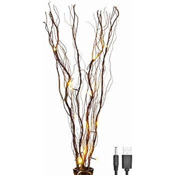 LIGHTSHARE Upgraded 36Inch 16LED Natural Willow Twig Lighted Branch for Home Decoration, USB Plug-in and Battery Powered