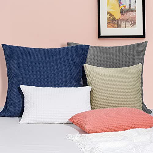 PHF 100 Cotton Waffle Weave Euro Shams 26" x 26", 2 Pack Elegant Home