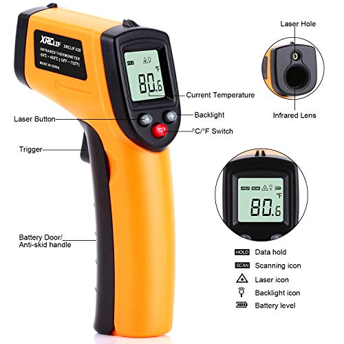 Kitchen Infrared Thermometer Gun Non Human Digital Laser Infrared Temperature Gun 58°F 752°F