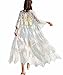 Kimono Beach Cover up Womens Summer Long Embroidered Lace Cardigan Half Sleeves White Blouse (one size, 1051)