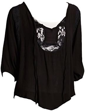 3 Angels Women's Black Double Layered Tunic Top (Large)