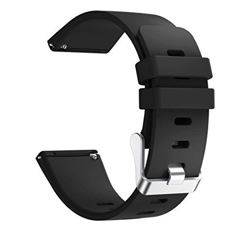 for Fitbit Versa Adjustable Soft Silicone Replacement Accessories Wristband Classic Band Sport Strap (Black)