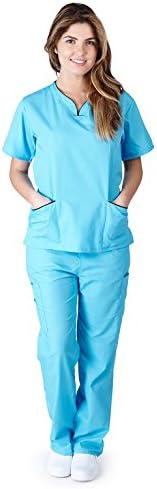 Natural Uniforms Womens Contrast Trim Scallop Scrub Set