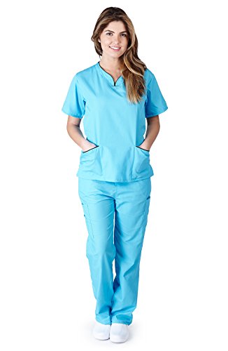 Natural Uniforms Womens Contrast Trim Scallop Scrub Set