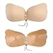 Adhesive Bra, Push Up Strapless Bra with Drawstring Reusable Invisible Silicone Backless Bras for Women (CUPD, Beige)