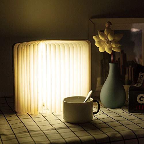 Briignite Folding Book Lamp, Wooden Desk Lamp LED Beside Lamp, USB Rechargeable Reading Light, 5 Color Modes, Perfect for Nightstand, Coffee Table, Christmas Gift, Home Decor, Size (9.45Ã—6.5Ã—1 in)