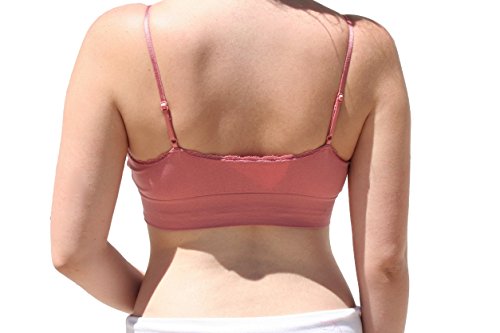 Anemone Lace Trim Bra Adjustable Straps Elastic Band (Mauve) , One Size - Thumbnail 2
