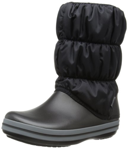 crocs Women's Winter Puff Boot Wom Snow Boot, Black/Charcoal, 7 M US