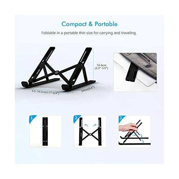 BoYata-Aluminum-Foldable-Laptop-Stand-6-Levels-of-Height-Adjustable-Portable-Laptop-Holder-Riser-for-Desk-Compatible-with-MacBook-AirPro-Dell-HP-Lenovo-Most-10-156-Laptops BoYata Aluminum Foldable Laptop Stand, 6 Levels of Height Adjustable Portable Laptop Holder Riser for Desk, Compatible…