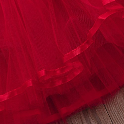 Toddler Girls Gauze Leotards Bodysuit Dancewear Dress Short Sleeve Ballet Skirts (Red, 24M)