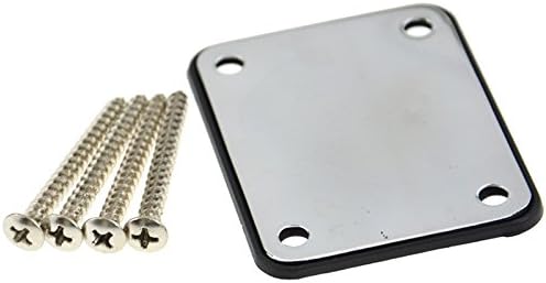 Chrome Neck Plate for Electric Guitar with One Plastic Mat Four Mounting Screws, Silver