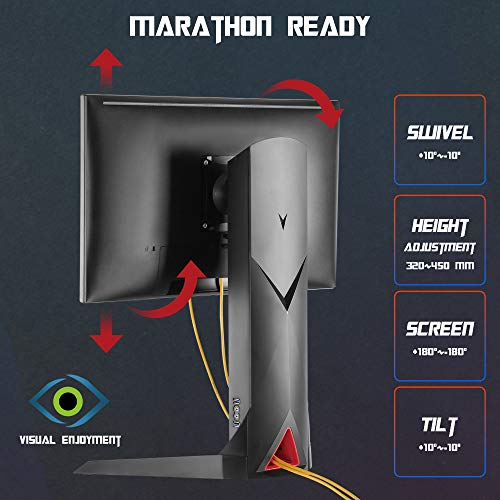 PC Monitor Mount Stand - Single Arm Gaming Monitor Free-Standing Mount for 13”~32” Computer Screen with Adjustable Tilt, Swivel, Rotation VESA 75 to 100mm Weight 4.4lbs to 17.6lbs with USB Port & Mult