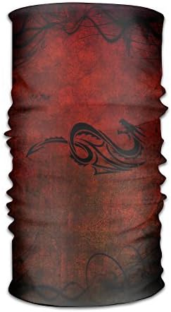 BBONE2 MenDragon Red Black Pattern Headband Scarf Face Mask Magic Bandana As Neck Gaiter Head Wrap Ultra Soft Elastic Quick Dry Microfiber For Outdoor Sports Yoga One Size