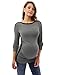 PattyBoutik Mama Trimmed Boat Neck Long Sleeve Maternity Tunic (Heather Gray L)
