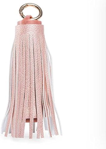 Vegan Leather Tassel Keychain Rechargable Portable USB Cell Phone Power Bank - 2200 maH Power Supply Energy Source With USB to Mini USB Cable (Rose Gold)