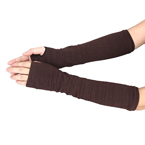 Long Fingerless Gloves,Morecome Winter Wrist Arm Hand Warmer Knitted Mitten (Coffee) - Thumbnail 5