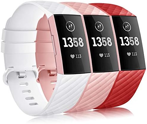 Gogoings Compatible for Fitbit Charge 3 Strap - Soft Silicone Adjustable Replacement Sport Band Strap for Women Men for Fitbit Charge 3/ Charge 3 SE Fitness Accessories Small Large