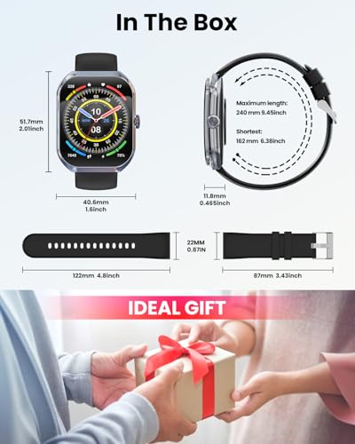 Smart Watch for Men Women, 2.01" Smartwatch with Answer/Make Call/120+ Sport Modes Fitness Tracker/Heart Rate/Sleep/Step Monitor/Pedometer/IP68 Waterproof Watch for Android iOS (Black)