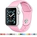 FanTEK Apple Watch Band Soft Silicone Sport Style Replacement iWatch Strap for Apple Wrist Watch 42mm Models- Small/Medium- Light Pink