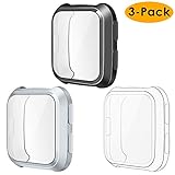 NANW Screen Protector Case Cover Compatible with Fitbit Versa (3-Pack), All-Around Screen Protective Screen Case Bumper Cover Saver Soft TPU Plated Case Compatible with Versa Smartwatch