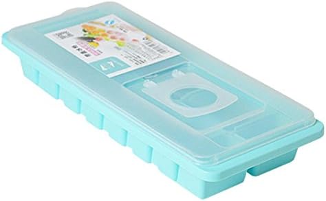 DDLBiz 16 Cavity Ice Cube Tray Box With Lid Cover Drink Jelly Freezer Mold Mould Maker (Blue)