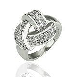Yoursfs Unique Twisted Style Austrian Crystal Cubic Zirconia CZ Engagement Rings for Women 18k White Gold Plated