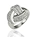 Yoursfs Big Statement Rings for Women 18k White Gold Plated Knot CZ Cocktail Rings Sparkle Austrian Crystal Jewelry Gift
