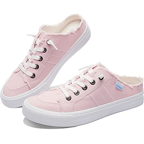 Obtaom Women Canvas Mules Memory Foam Clipper Fashion Sneakers