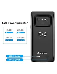 Newdery   Funda de batería para Samsung Galaxy Note 8, 5500 mAh, funda de carga ampliada y recargable, batería tipo C, USB y S Pen Hole, compatible con Galaxy Note 8, color negro