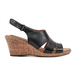 Rockport Women's Briah Sling Wedge Sandal, Black, 11