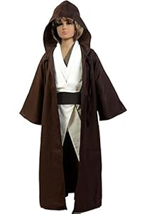 Amayar TUNIC Hooded Robe Cloak Knight Fancy Cool Cosplay Costume Brown Kids L