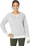 Champion Women's Fleece Boyfriend Crew Sweatshirt, Oxford Grey Heather/Oatmeal Heather, Large