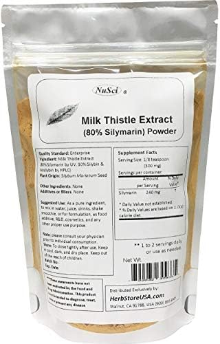 NuSci Milk Thistle Extract 80% Silymarin Flavonoids Powder Support Liver (113g (4.0 oz))