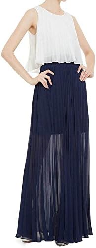 Dislax Two Pieces Set Long Chiffon Bridesmaid Prom Dresses Evening Gowns Navy US 20plus