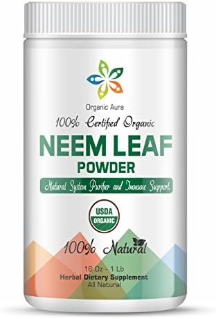 Certified Organic Neem Powder 16Oz -1Lb. Naturally Supports Cleansing and Immune Support. Enhances overall health. 100% Natural and Raw Superfood Supplement. No GMO. Gluten Free.