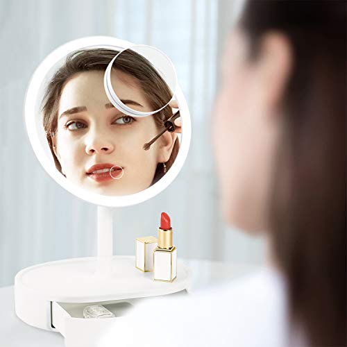 Lighted Makeup Mirror with Lights and Storage Box Fabuday 3 Color