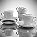 Complete Set of White 2-Ounce Porcelain Ceramic Espresso Cups & Saucers; 4-Pack of Demi Drinkware, Ideal for Espresso, Turkish & Arabic Coffee