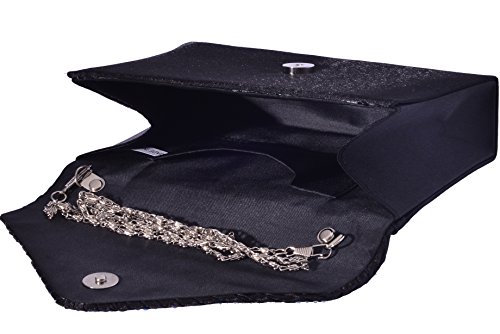 Outrip Women's Evening Bag Clutch Purse Glitter Party Wedding Handbag with Chain (B Black) - Thumbnail 2