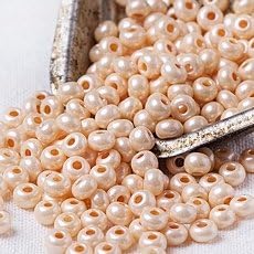 20 g Preciosa 6/0 Czech Seed Beads Chalk Lustered and Terra Pearl Opaque Cream Pink