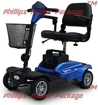 EV Rider - Mini Rider Compact Scooter - 4-Wheel - Metallic Blue - with PHILLIPS IN HOME SERVICE POWER PACKAGE (1 year) - UP TO A $500 VALUE