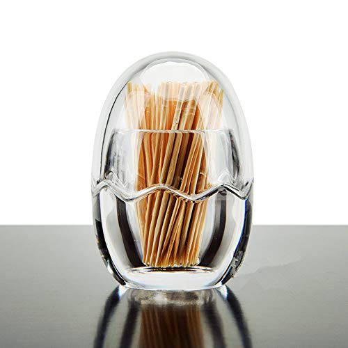 MonLiya Acrylic Toothpick Holder Crystal Toothpick Dispenser Bucket Plastic Toothpick Box Egg Shape Toothpick Case Pocket Restaurant Kitchen Gadgets Desk Storage Box(Without Toothpick)