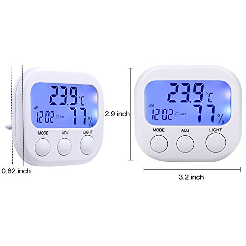 Wellish Digital Hygrometer Indoor Thermometer Humidity Monitor Temperature Humidity Gauge with Alarm Clock & Blue Backlight, Wireless for House