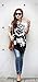 Women Short Batwing Sleeve Flower Print Loose Tunic Shirt White Medium