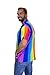 V.H.O Funky Hawaiian Shirt For Men Short Sleeve Front-Pocket Rainbow Vertical, Multicoloured