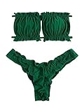 SheIn Women's Ruffle Ruched Tie Bandeau Swimsuit