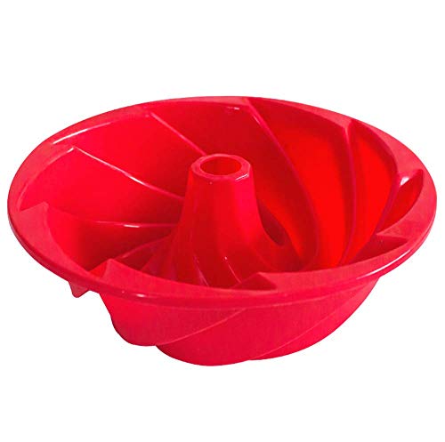Bundt Pans 6 1/2 Inch,Silicone Baking Molds,Grade Fluted Round Cake Pan,Non-Stick Cake Pan for Bread,Gelatin,Jello,Buntcake,Tube Bakeware for Oven and Instant Pot,DIY Baking Tool Red