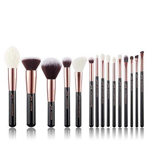Jessup 15Pz Oro Rosa/Nero professionale Set per trucco Kit di pennelli per Fondotinta in polvere Definizione Sfumatura LineaT160