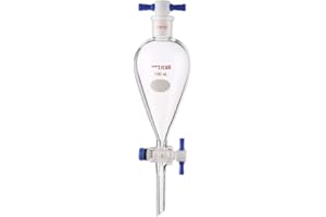 Adamas-Beta Borosilicate Glass 100ml Heavy Wall Conial Separatory Funnel with 19/22 Joints 2mm and PTFE Stopcock - 100ml